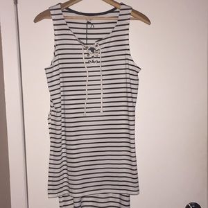 Black + white striped tank top